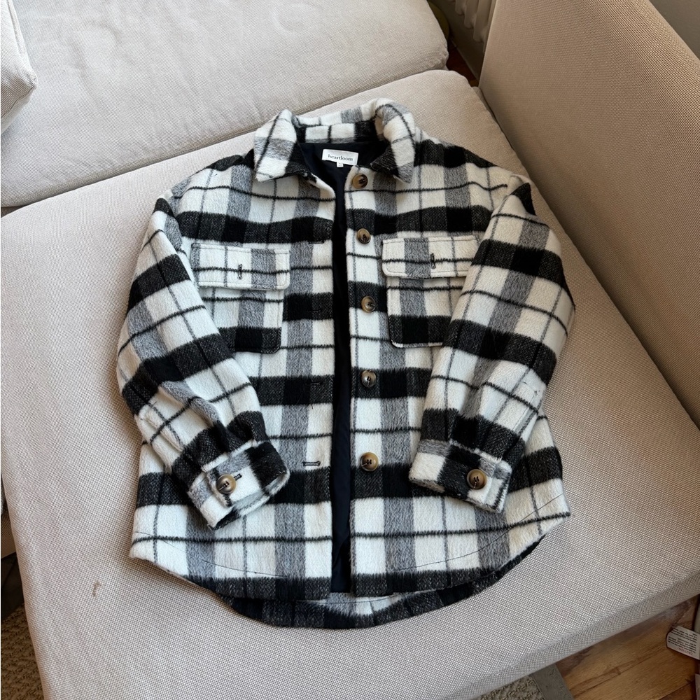Heartloom Black and White Plaid Shirt Jacket Coat
